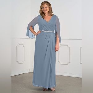 🦋AZAZIE BELINDA WOMEN’S CHIFFON-LENGTH DRESS DUSTY BLUE SIZE- 20